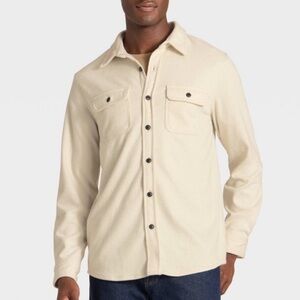 Goodfellow & Co Men's Comfort Soft Shacket Cream Button Up Long Sleeve M NWOT